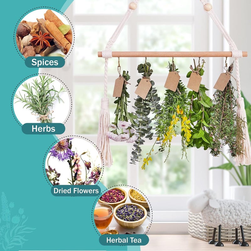PROTITOUS 3Tier Herb Drying Rack Flower Drying with 25PCS Brown Gift Tags and 32ft Natural Jute Twine herb Dryer,Herb Drying Rack,Hanging Herb Dryer Rack, Ivory - Image 2